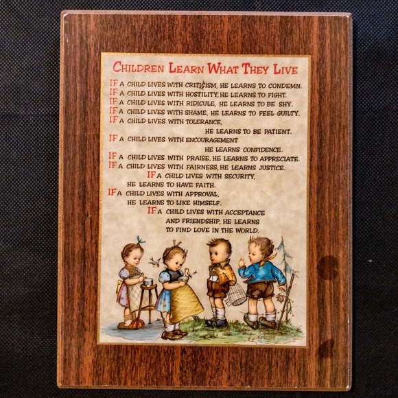 Vintage Wall Art Vtg Children Learn What They Live Wall Plaque Poshmark